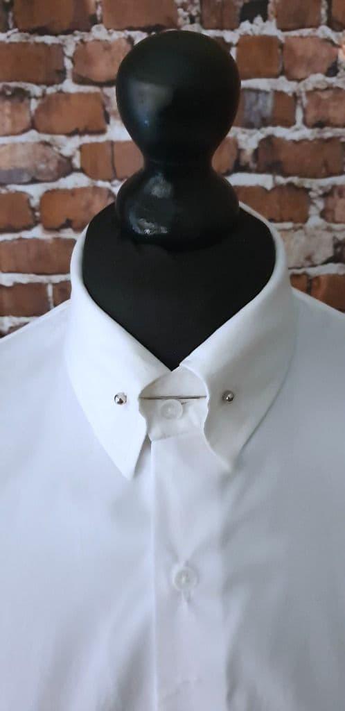 "Ruben" Pin Collar White Long Sleeve  Shirt