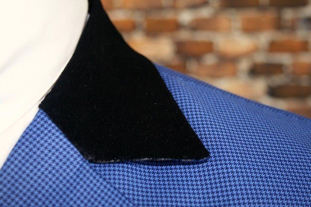 "Rufus" Blue Dogtooth Check Suit With Velvet Notch Collar