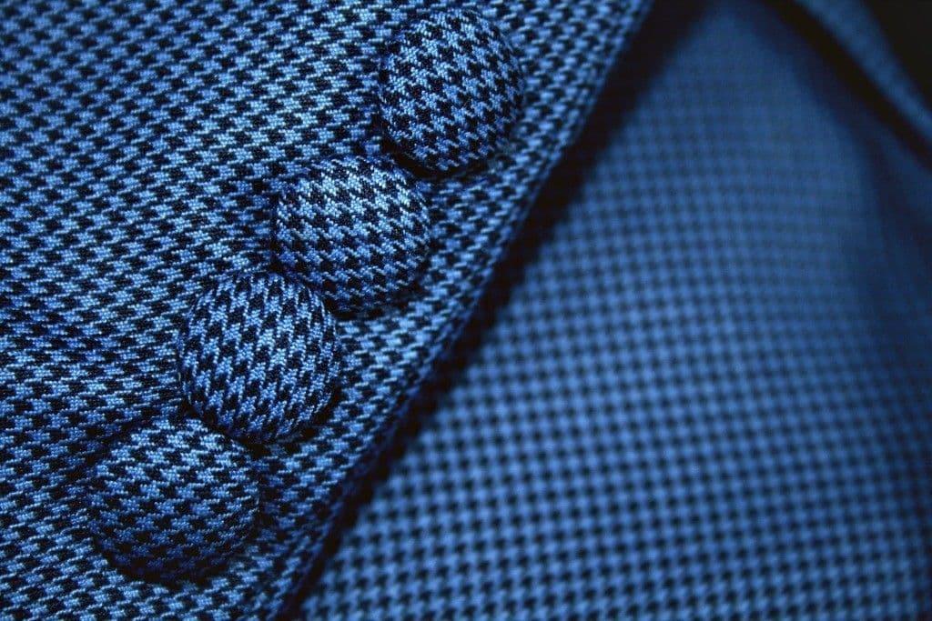 "Rufus" Blue Dogtooth Check Suit With Velvet Notch Collar