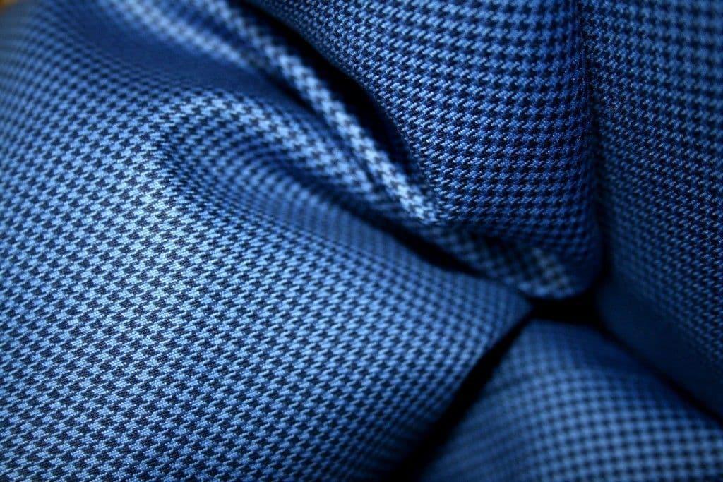 "Rufus" Blue Dogtooth Check Suit With Velvet Notch Collar