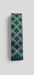 Green Knitted Tie With White Diamond Stich Detail.