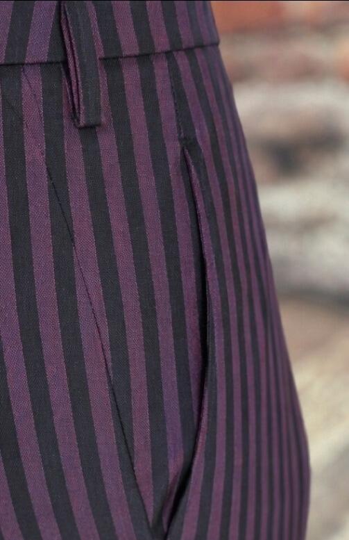 Sonny – Plum & Black Stripe Double‑Breasted Suit