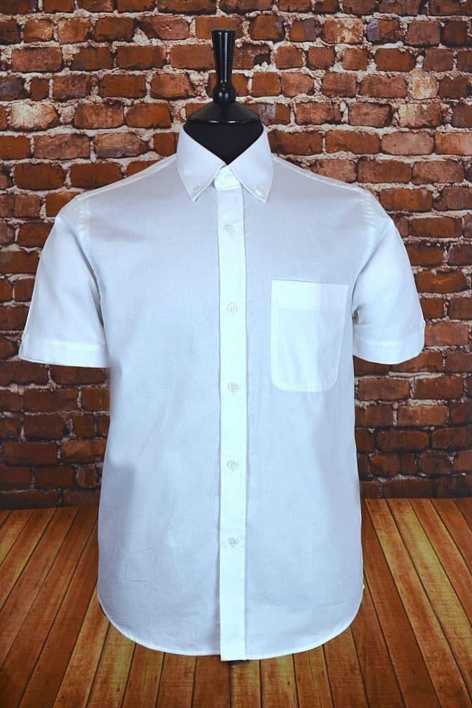 "Shaw" Classic Short Sleeved Button Down  White Shirt
