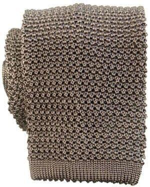 Silver Skinny Knitted Tie