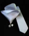 Silver Tie, Cufflink & Pocket Square Set