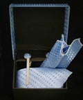 Sky Blue Pattern Tie, Cufflink & Pocket Square Set