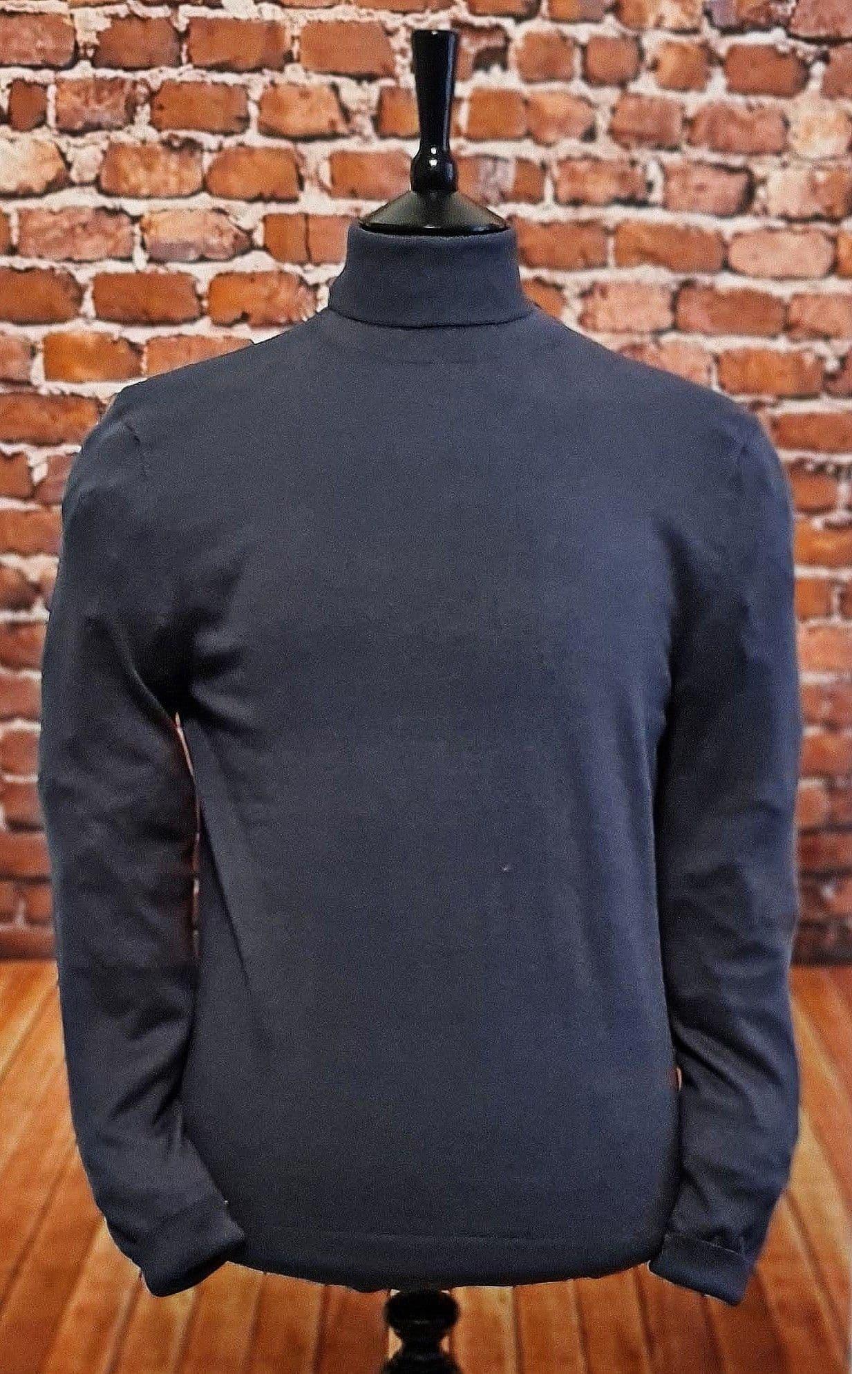 Slate Long Sleeved Roll Neck Jumper.