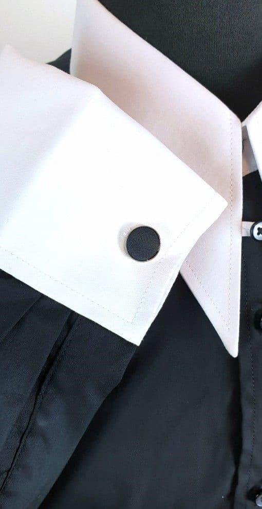 "Spencer" Black & White Spear Point & Tab Shirt