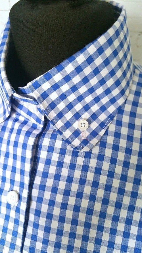 "SUE" Womans Blue Gingham Short Sleeve Shirt
