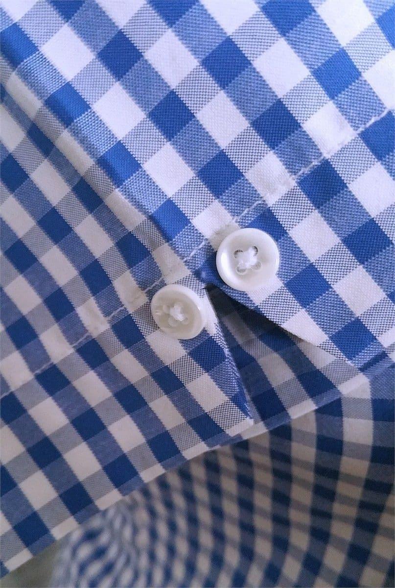 "SUE" Womans Blue Gingham Short Sleeve Shirt