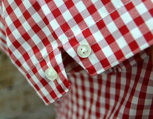 "SUE" WOMENS 100% COTTON RED & WHITE GINGHAM SHIRT -
