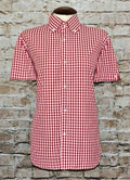 "SUE" WOMENS 100% COTTON RED & WHITE GINGHAM SHIRT -