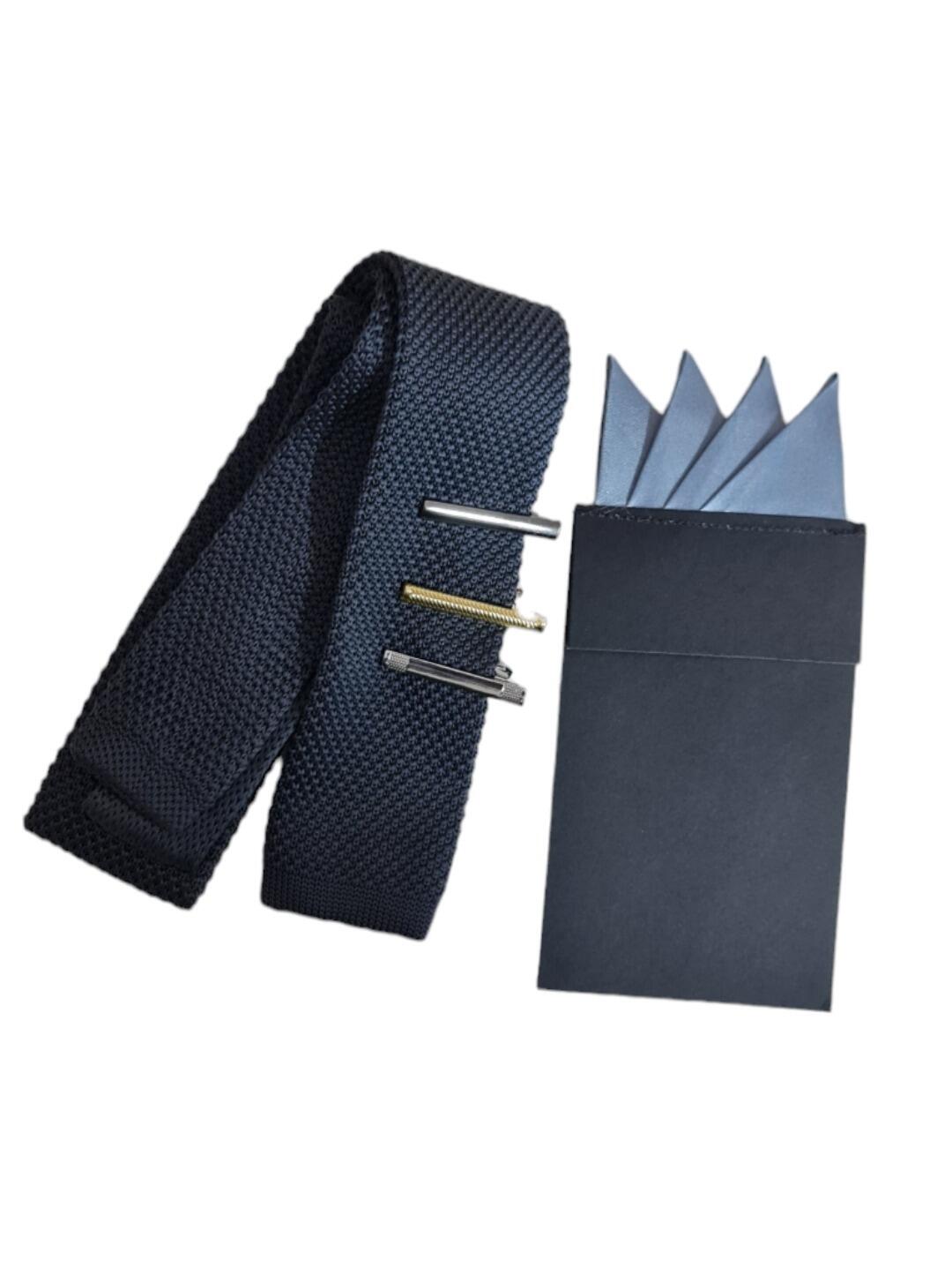 Grey Tie, Tie Clip & Pocket Square Set