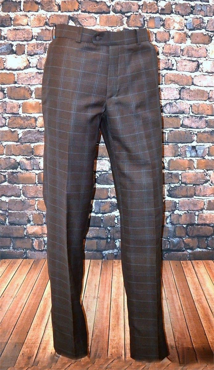 THE "D" HILL BROWN & DUCK EGG BLUE SMART CHECK TROUSER