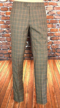 The "Jasper" Brown Rust Checked 100% Wool Trouser