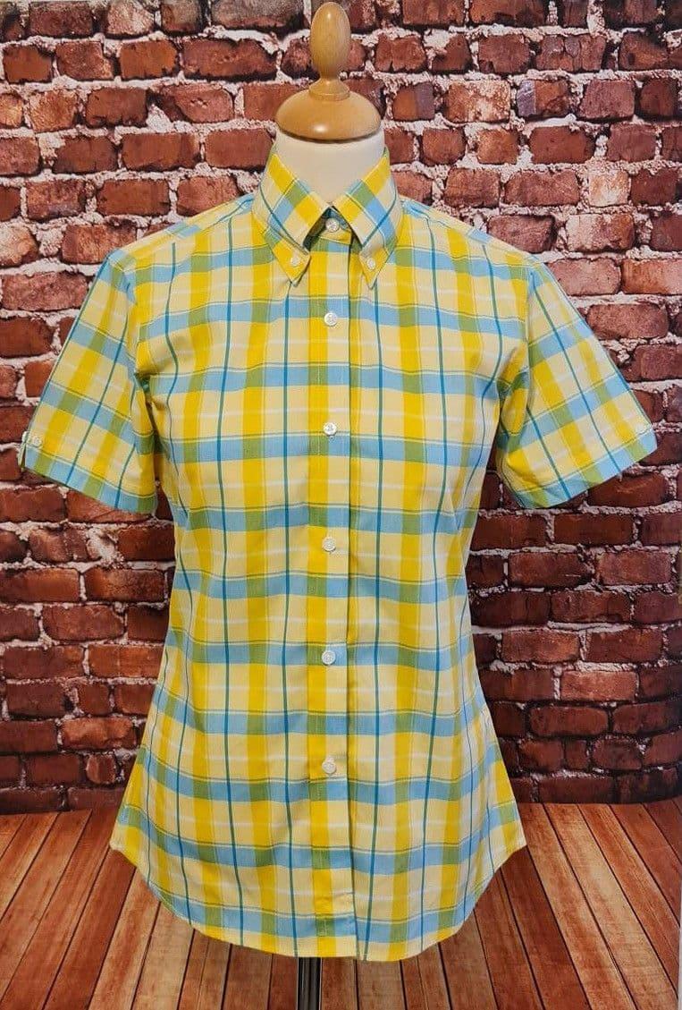 The Kingston Collection "Celia" Women's Yellow /Blue Checked Shirt. Modclothin