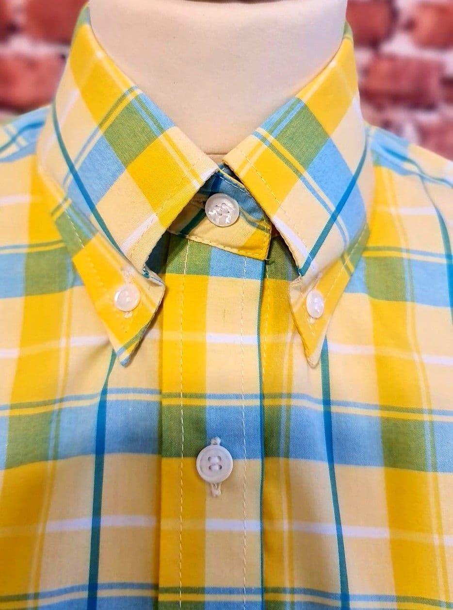 The Kingston Collection "Celia" Women's Yellow /Blue Checked Shirt. Modclothin