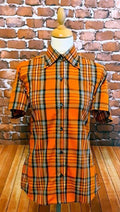 The Kingston Collection "Millie" Women's Orange/Black Checked Shirt