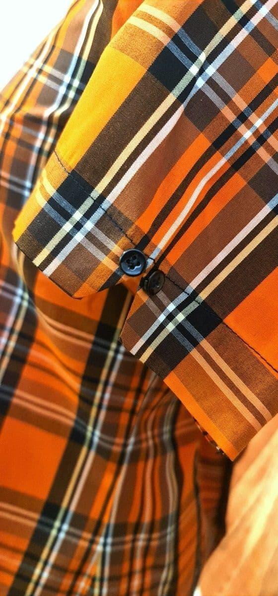The Kingston Collection "Millie" Women's Orange/Black Checked Shirt