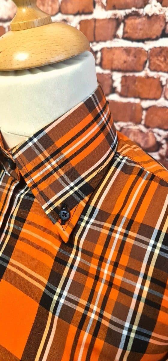 The Kingston Collection "Millie" Women's Orange/Black Checked Shirt