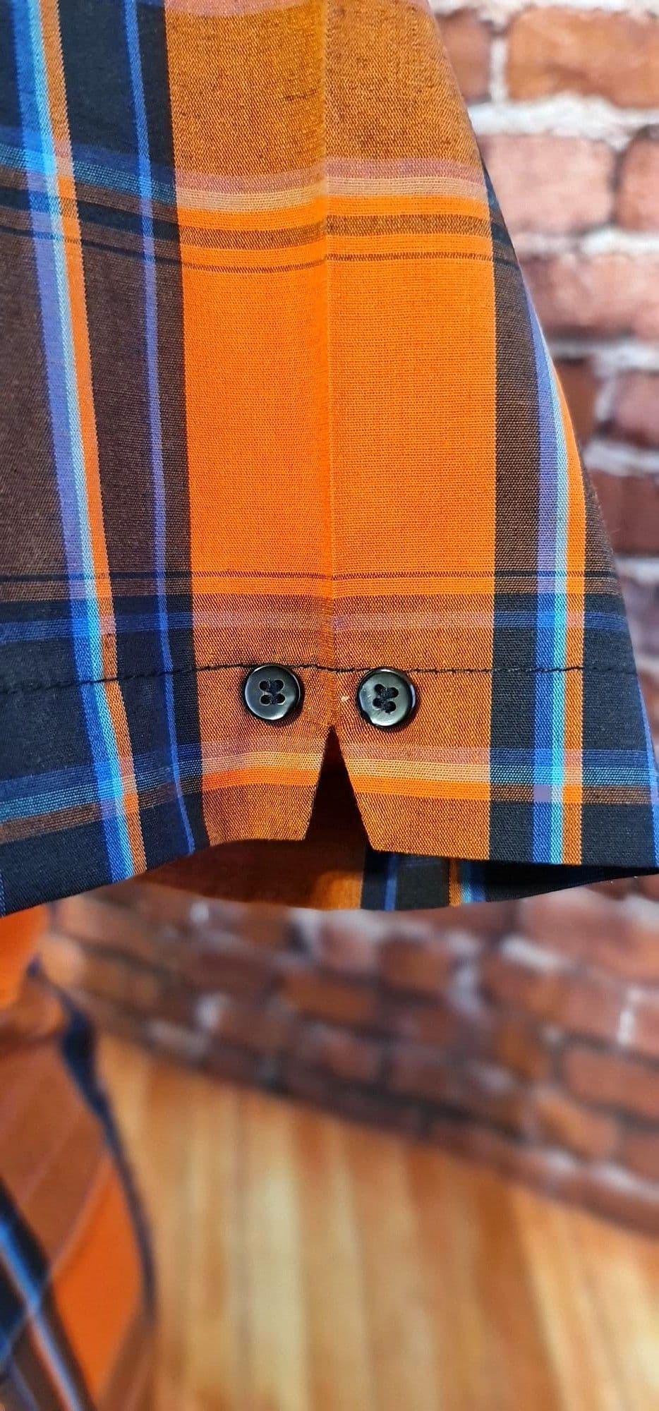The Kingston Collection "Sally Women's Orange Bold Checked Shirt. Modclothin