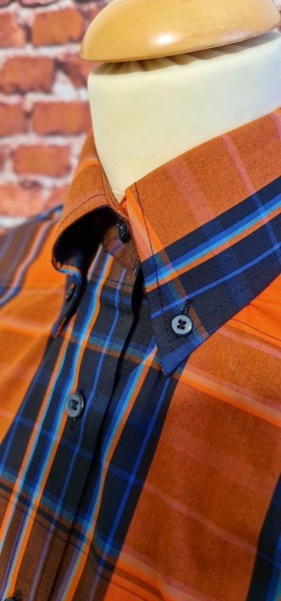 The Kingston Collection "Sally Women's Orange Bold Checked Shirt. Modclothin