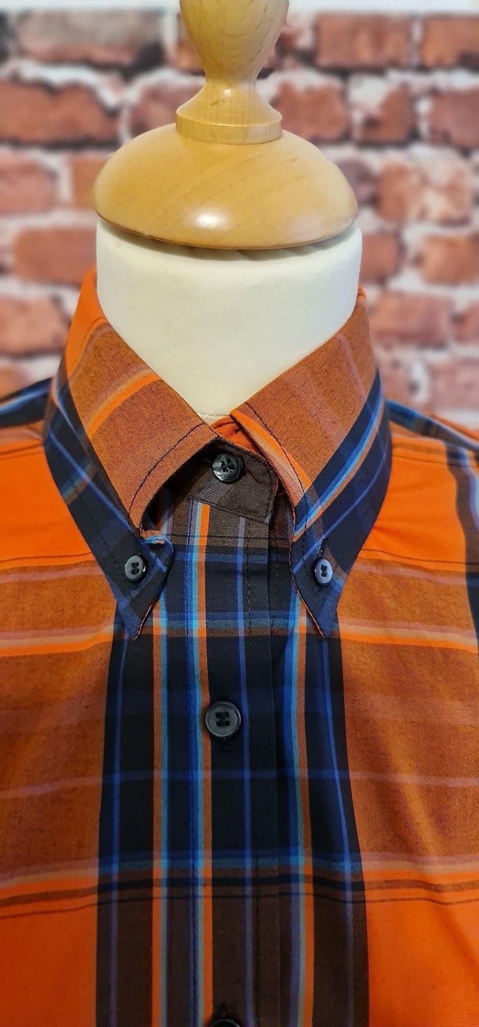The Kingston Collection "Sally Women's Orange Bold Checked Shirt. Modclothin