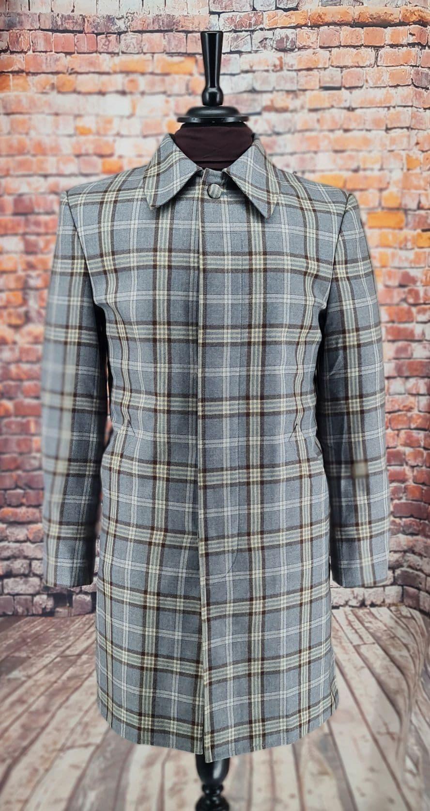 Walker - Grey Blue Check Overcoat