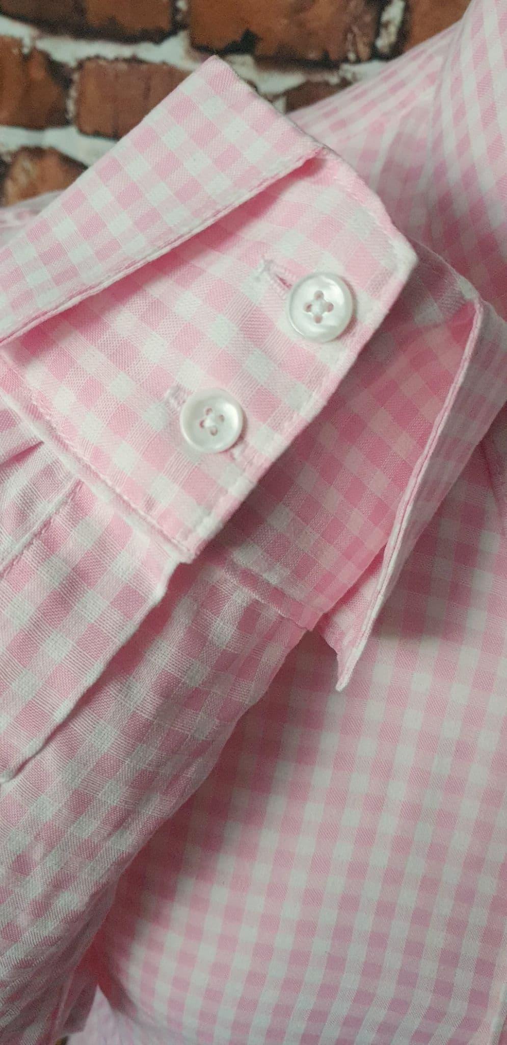 "Wallace" Candy Pink Gingham Spear Point Collar Shirt