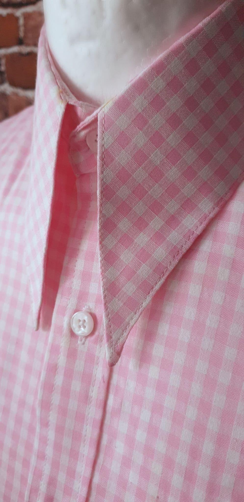 "Wallace" Candy Pink Gingham Spear Point Collar Shirt