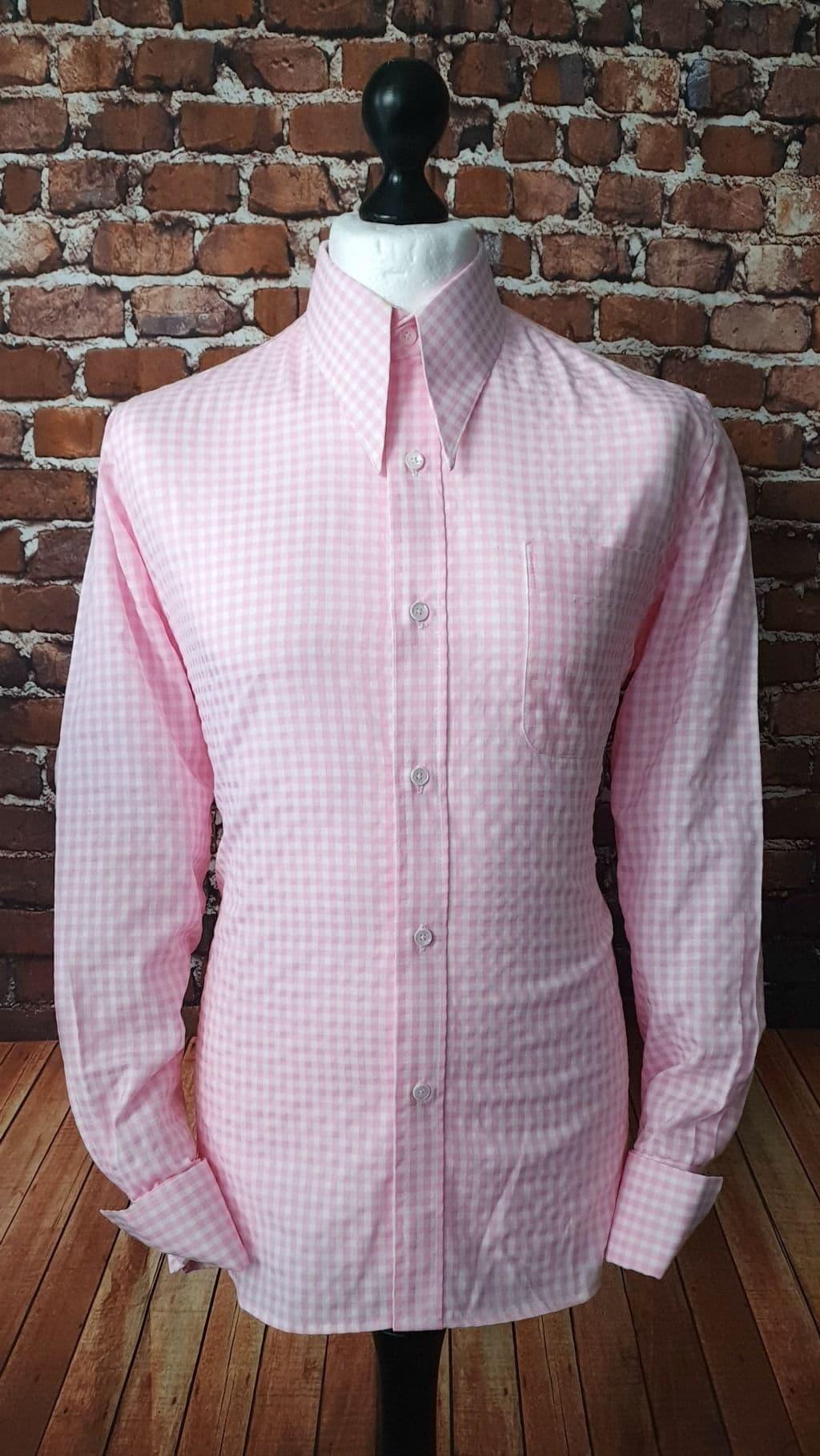"Wallace" Candy Pink Gingham Spear Point Collar Shirt