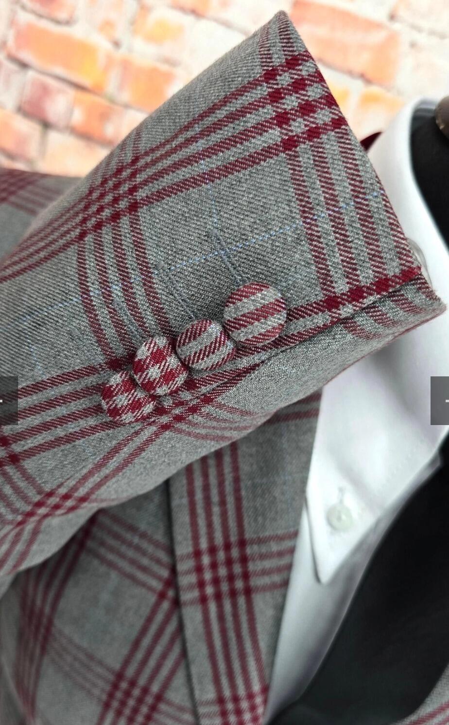 Wesley Jacket Burgundy Grey Check
